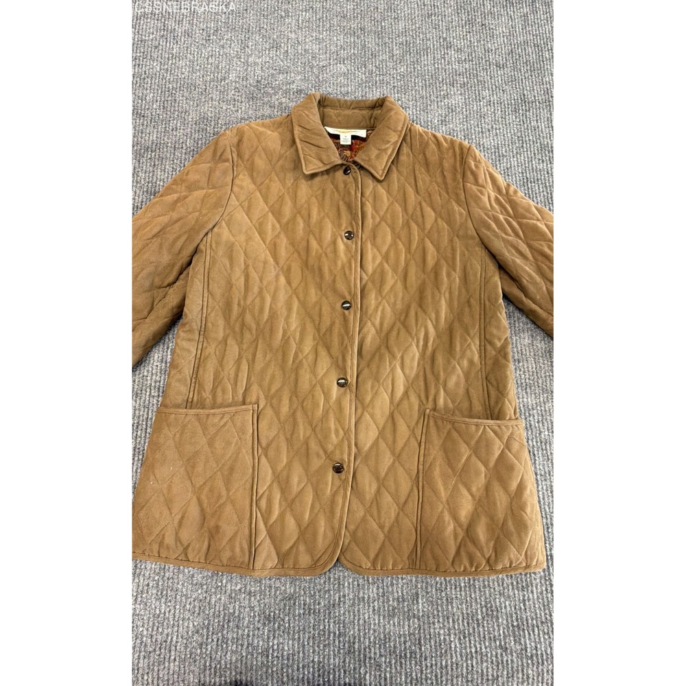 Talbots Brown Women's Diamond Quilted Jacket Heritage Country - Petite Medium